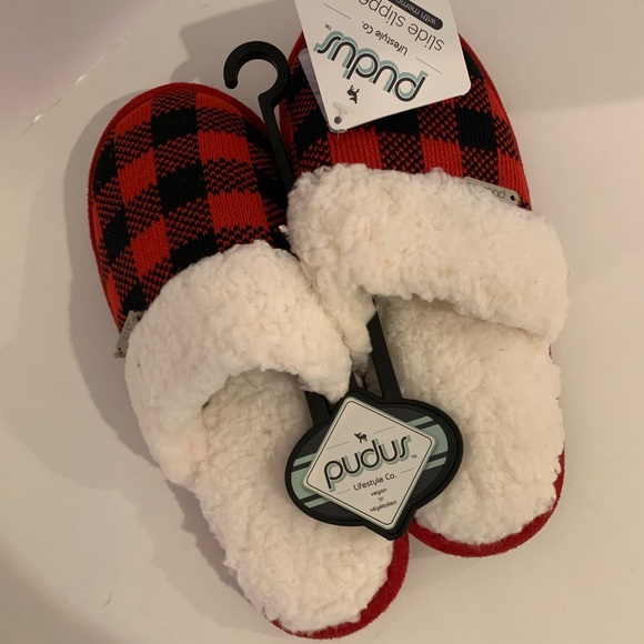 Pudus Memory foam lumberjack red slide slippers S(5-6.5) women’s - Picture 2 of 11